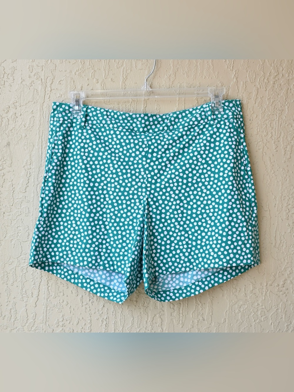 SPANX Green Polka Dot Stretch Bermuda Shorts